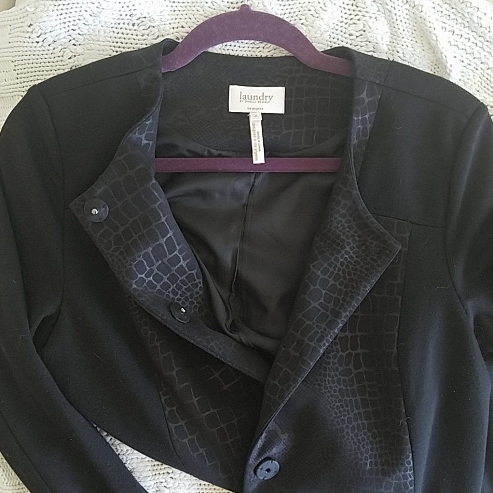 Laundry, all black trench coat.